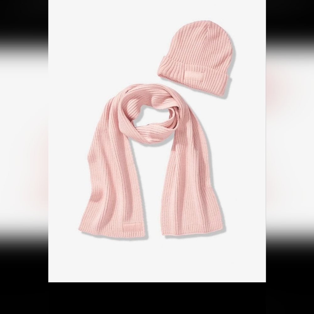 PINK VS beanie hat and scarf. Have Pink And Also Have Black Set